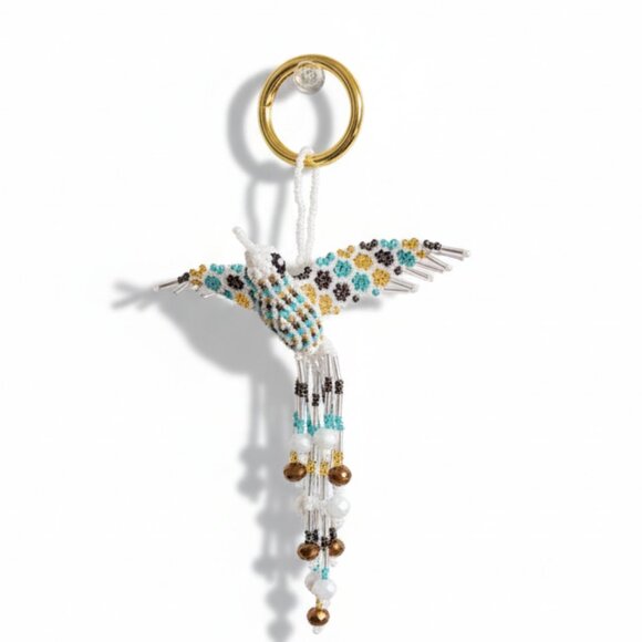 Colorful Beaded Hummingbird Accessory Bag Charm, Key Ring, Keychain Holiday Gift - Picture 1 of 6